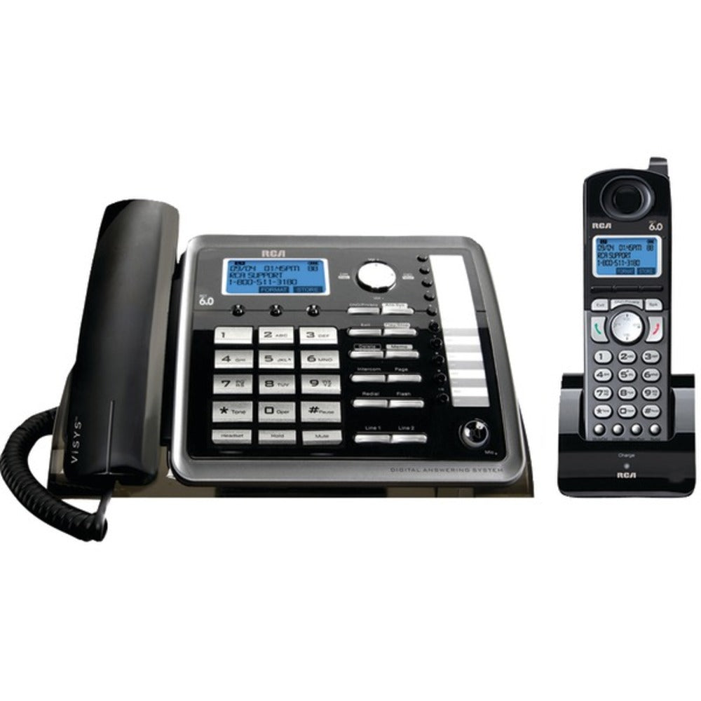RCA 25255RE2 DECT 6.0 2-Line Corded/Cordless Expandable Phone with Caller ID & Answerer
