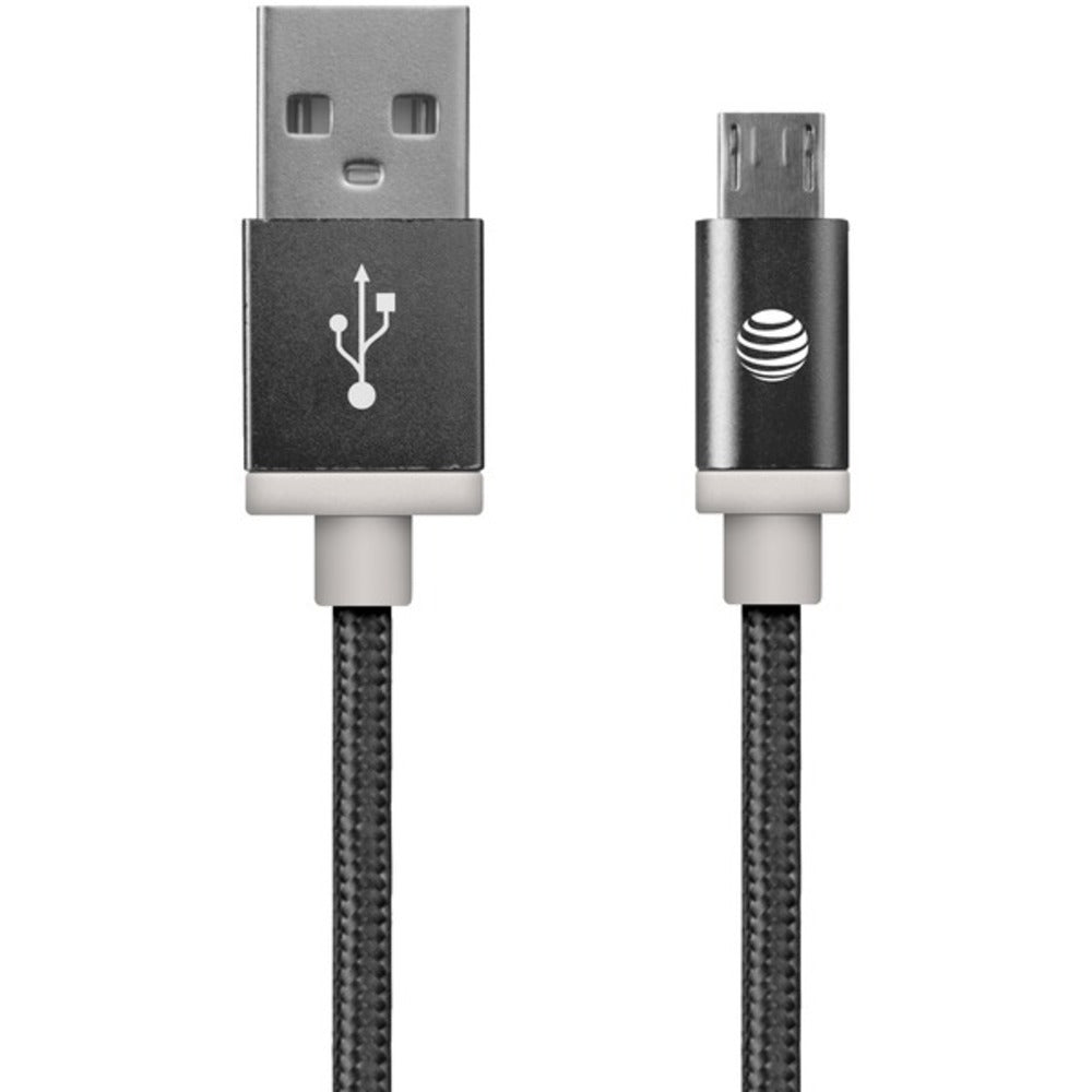 AT&T(R) MC05-BLK Charge & Sync Braided USB to Micro USB Cable, 5ft (Bl