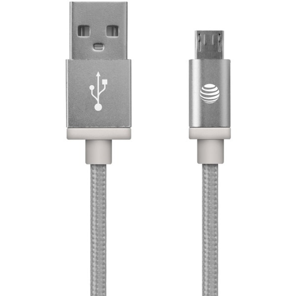 AT&T(R) MC05-SLV Braided USB to Micro USB Charge & Sync Cable, 5ft (Si