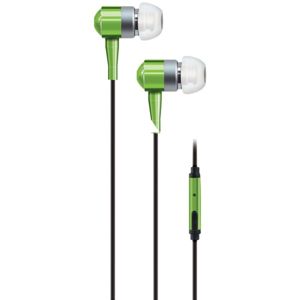 AT&T(R) PEBM02-GRN PEBM02 In-Ear Aluminum Stereo Earbuds with Micropho
