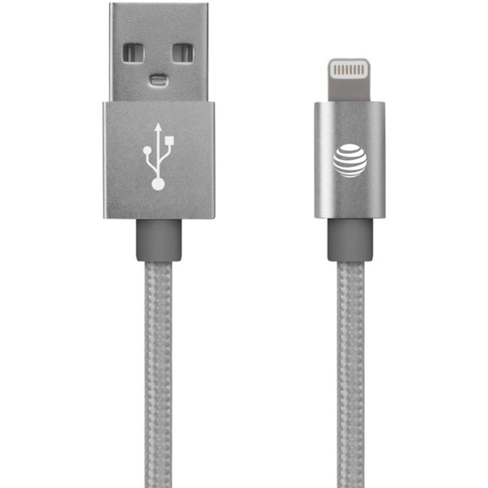 AT&T SC03B-LGT-SLV Charge & Sync Braided USB to Lightning Cable, 4ft (
