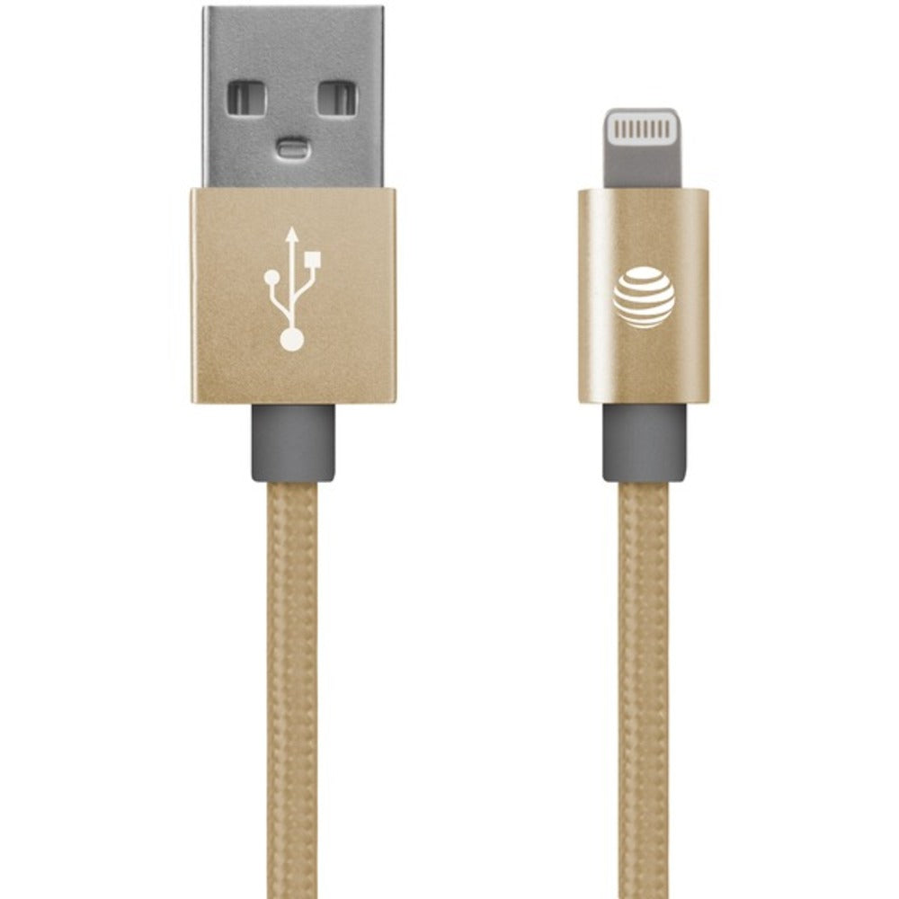 AT&T SC03B-LGT-GLD Charge & Sync Braided USB to Lightning Cable, 4ft (
