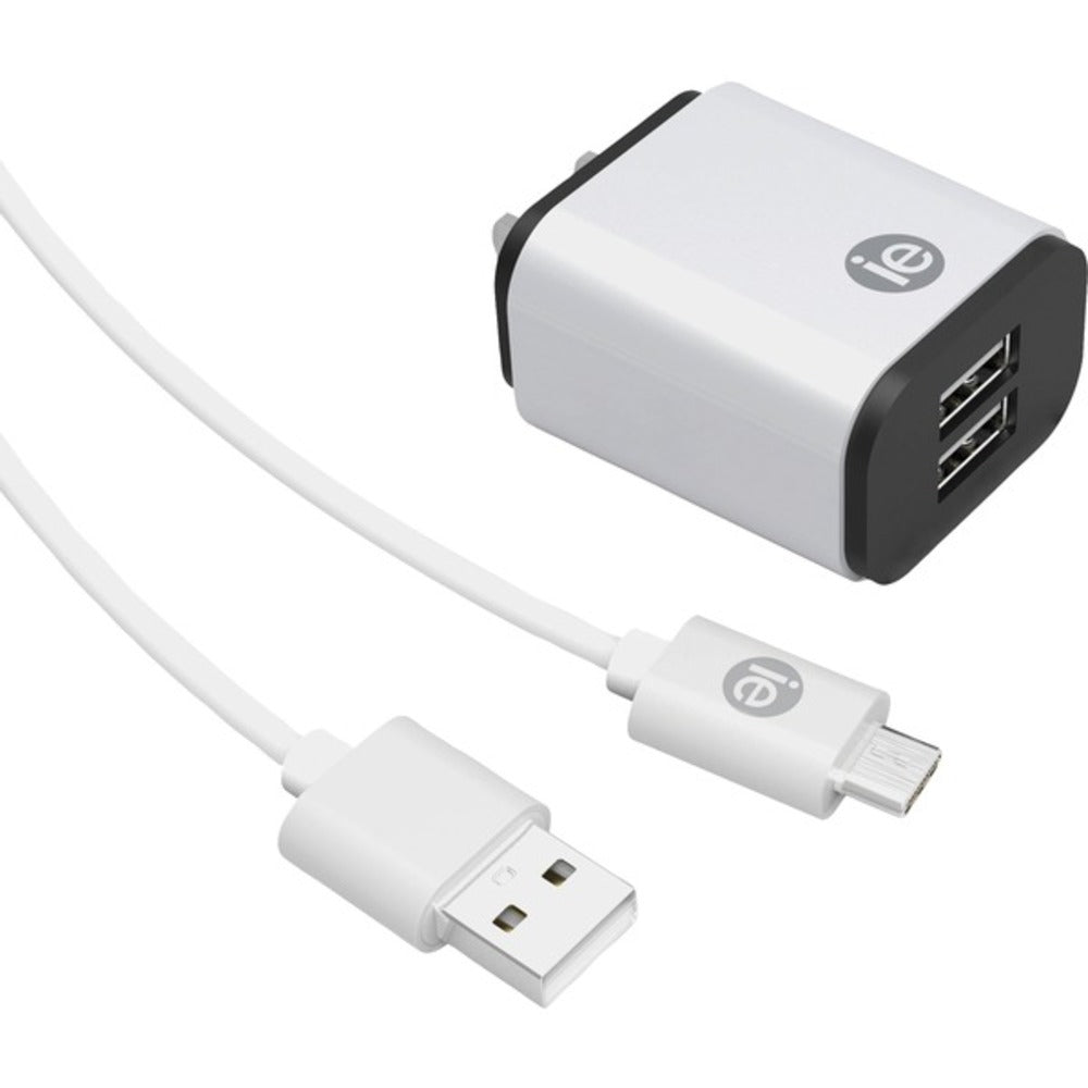 iEssentials(R) IEN-ACC-22A 2.4-Amp Dual-USB Wall Charger with USB-A to