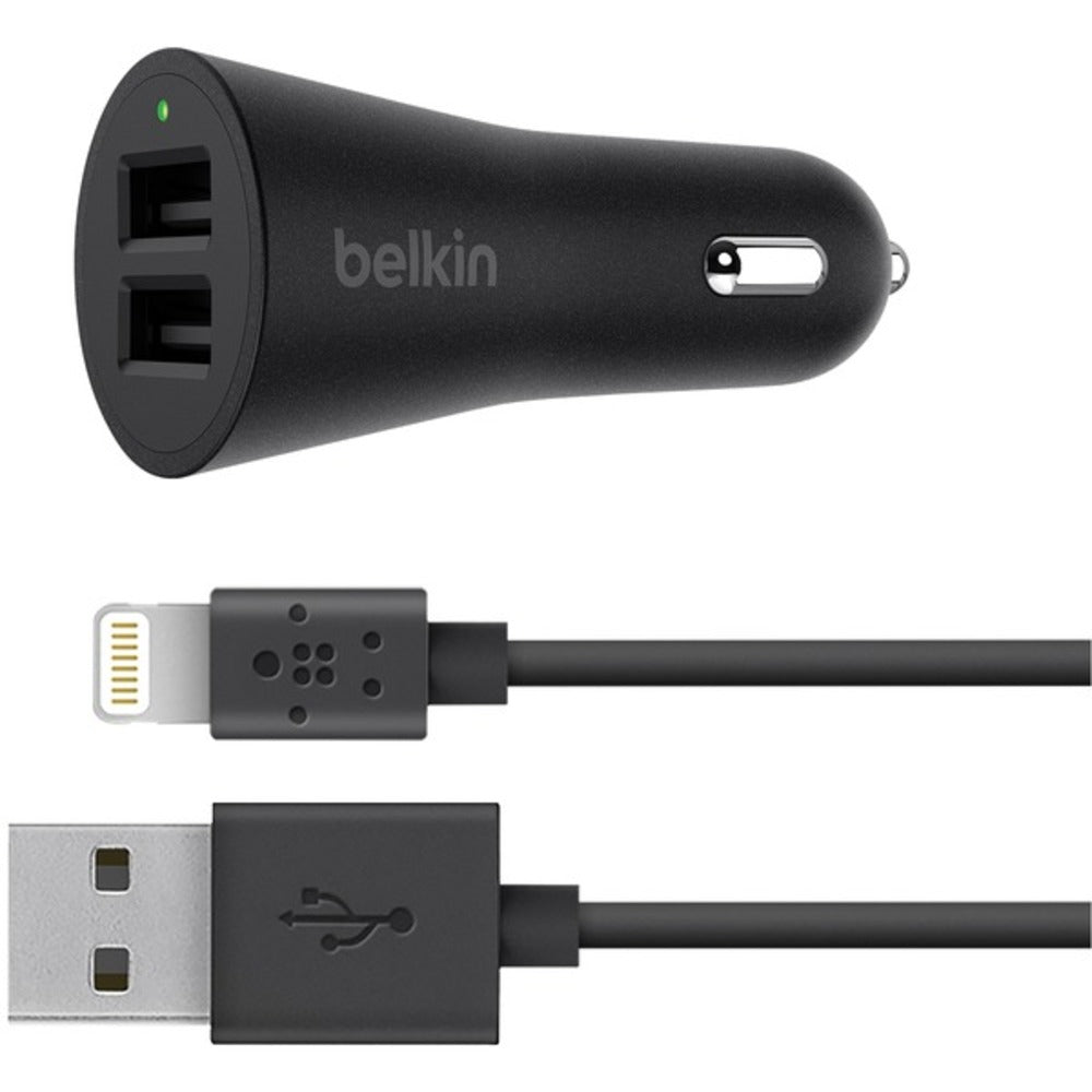 Belkin F8J221bt04-BLK BOOST?UP 2-Port Car Charger with MIXIT? 4ft USB-