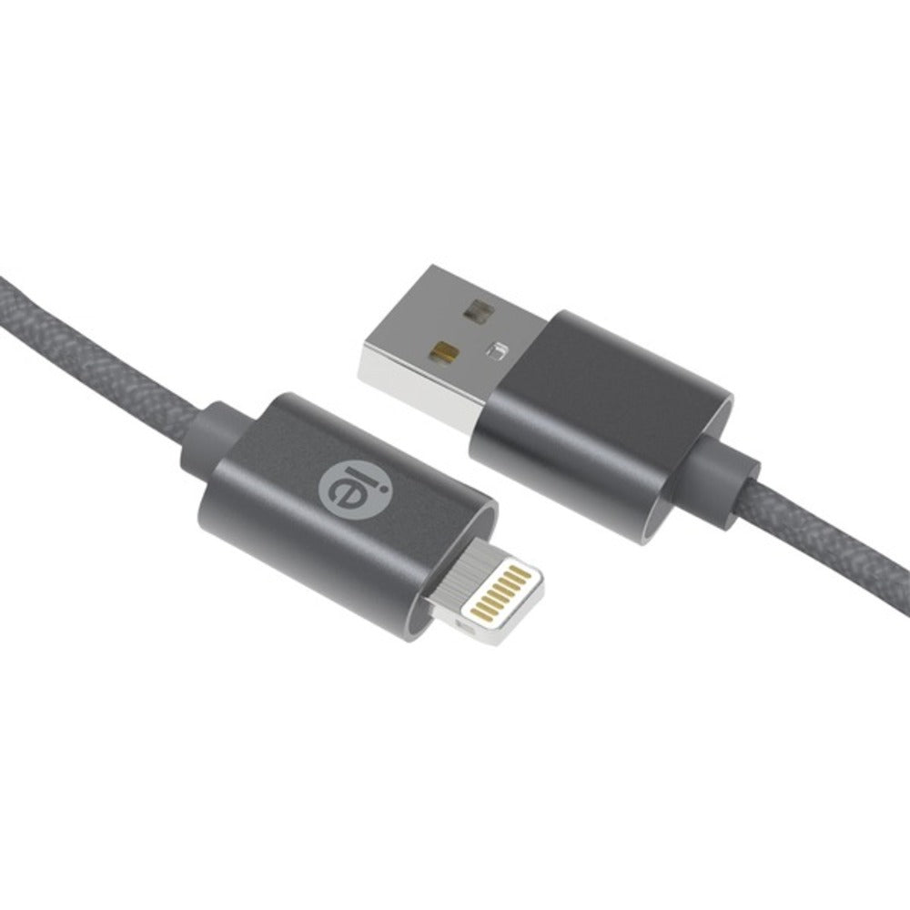 iEssentials(R) IEN-BC10L-GRY Charge & Sync Braided Lightning(R) to USB