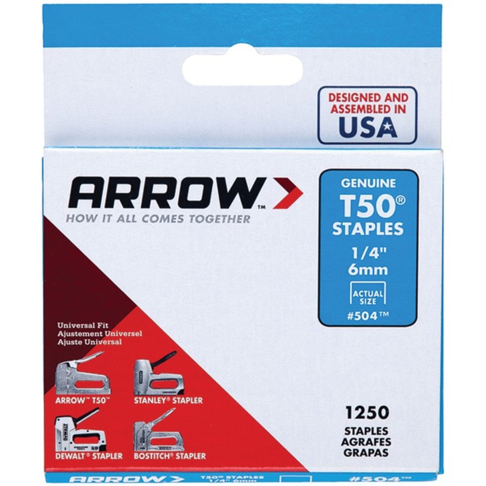 Arrow(R) 50424 T50(R) Staples, 1,250 pk (1/4)
