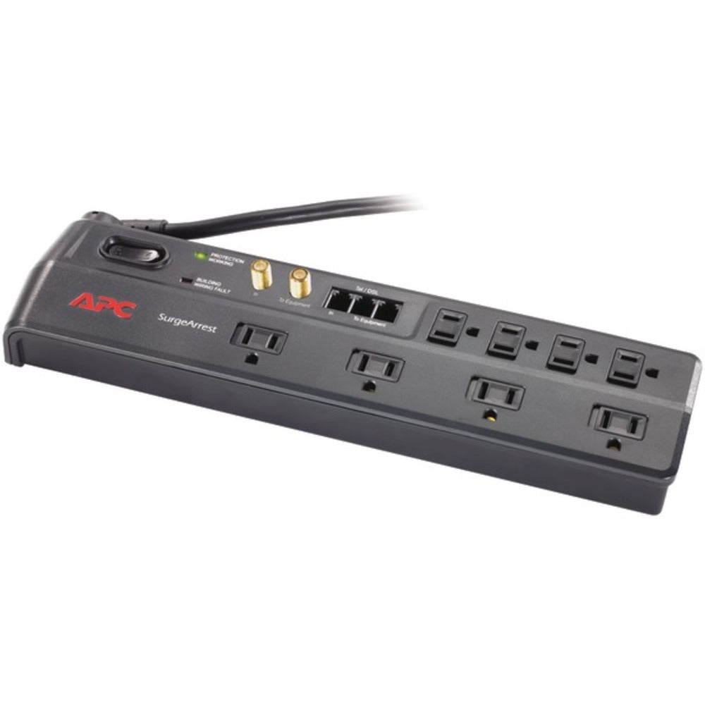 APC P8VT3 8-Outlet Essential SurgeArrest Surge Protector (Telephone &