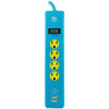 Uber(TM) 25117 4-Outlet Power Strip with 2 USB Ports, 4ft Cord (Blue &
