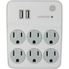 GE(R) 36735 6-Outlet Surge-Protector Wall Tap with 2 USB Ports