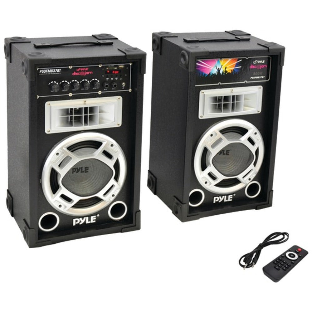 Pyle Pro(R) PSUFM837BT 800-Watt Disco Jam Powered Active/Passive PA Bl