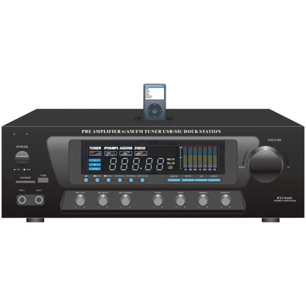 Pyle Home(R) PT270AIU 30-Watt Stereo AM/FM Receiver with Dock for iPod