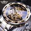 Winner Transparent Fashion Diamond Display Luminous Hands Gear Movement Retro Royal Design Men Mechanical Skeleton Wrist Watches